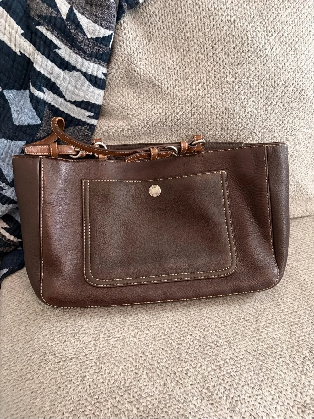 Vintage COACH Chelsea pebbled leather zip satchel/tote